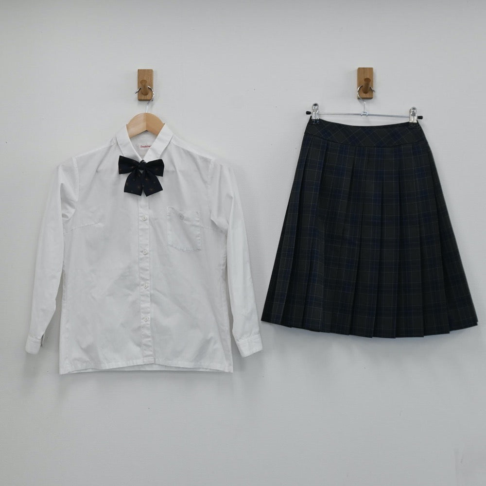 【中古】山形県 上山明新館高等学校 女子制服 8点（ブレザー・シャツ・スカート）sf004235