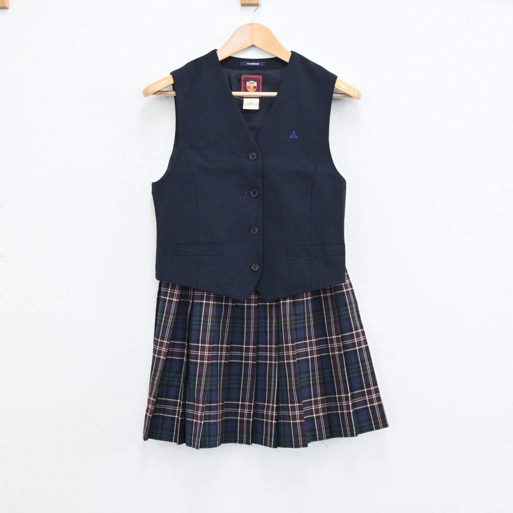 【中古】岡山県 岡山操山高等学校 女子制服 4点（ブレザー・ベスト・スカート）sf004269