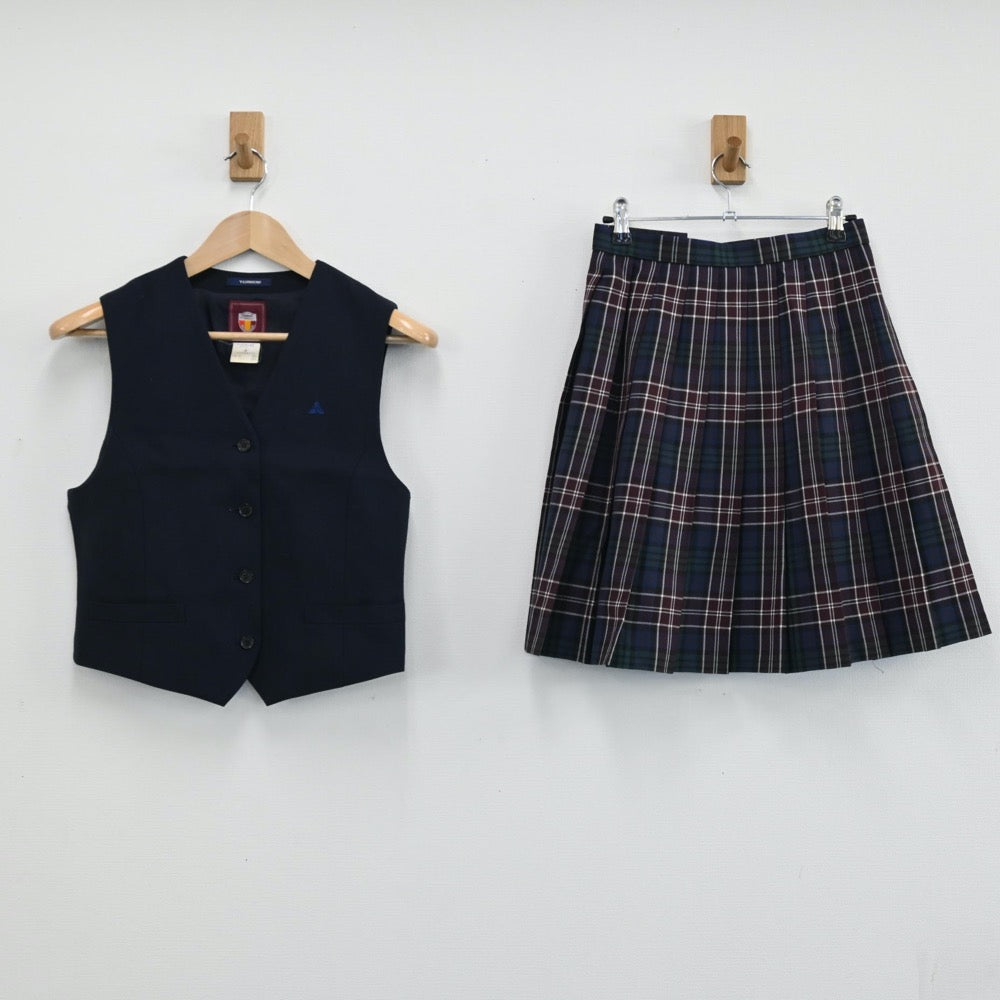 【中古】岡山県 岡山操山高等学校 女子制服 4点（ブレザー・ベスト・スカート）sf004269