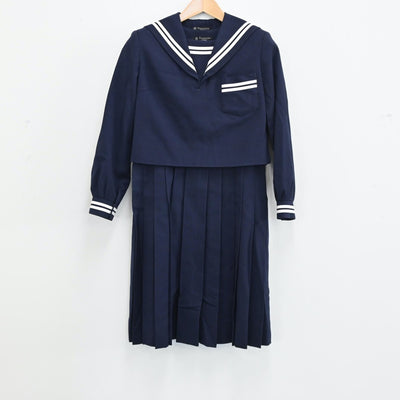 【中古】熊本県 熊本大学附属中学校 女子制服 2点（セーラー服・ジャンパースカート）sf004275