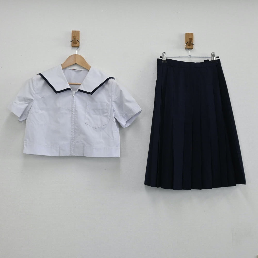 【中古】熊本県 熊本大学附属中学校 女子制服 5点（セーラー服・スカート）sf004280