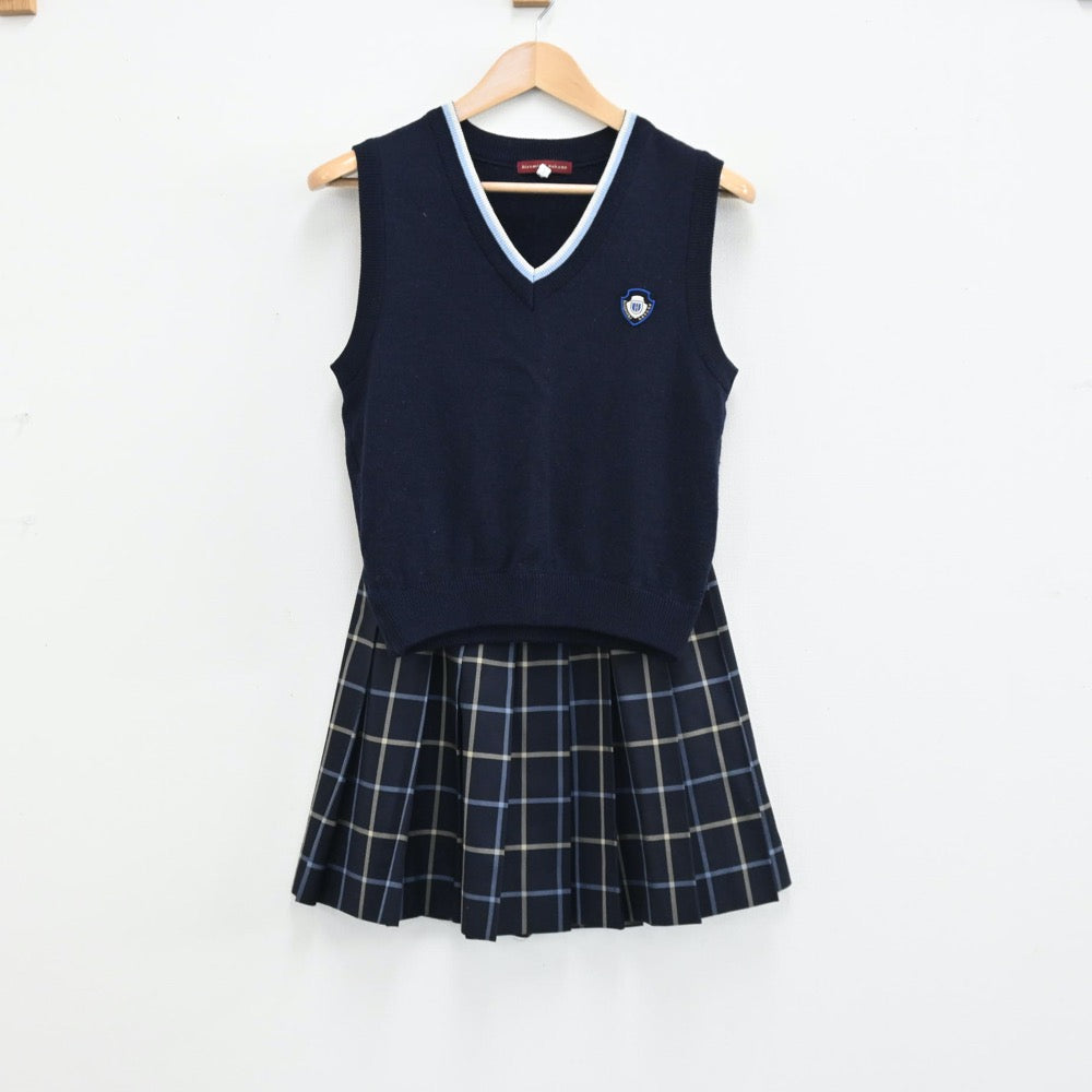 【中古】東京都 日本芸術高等学校 女子制服 4点（ブレザー・ニットベスト・スカート）sf004286