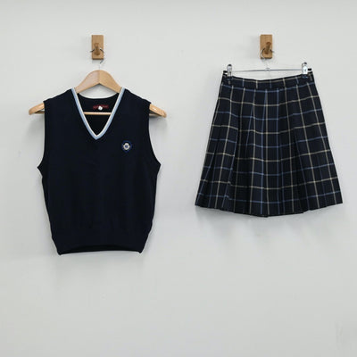 【中古】東京都 日本芸術高等学校 女子制服 4点（ブレザー・ニットベスト・スカート）sf004286