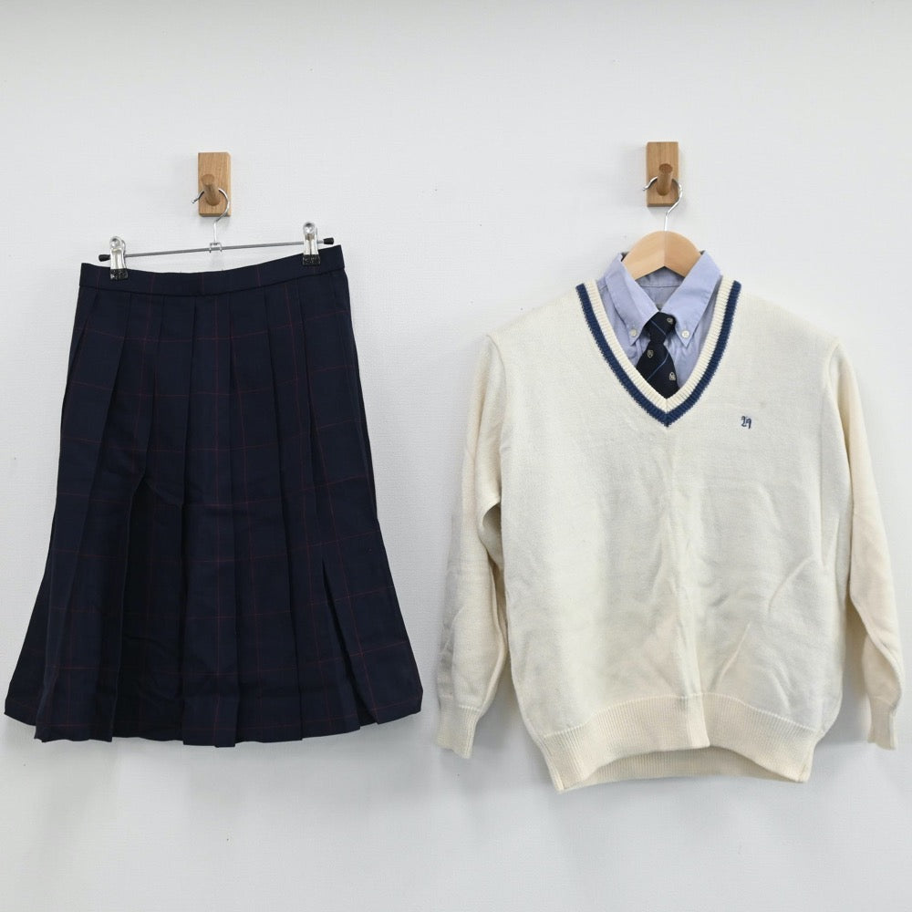 【中古】広島県 広島県立廿日市高等学校 女子制服 4点（ニット・シャツ・スカート）sf004301