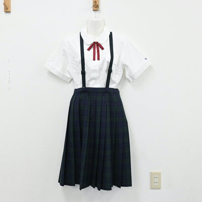 【中古】兵庫県 神戸市立大原中学校 女子制服 5点（シャツ・ベスト・スカート）sf004365