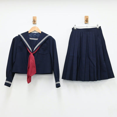 【中古】石川県 遺愛女子高等学校 女子制服 3点（セーラー服・スカート）sf004412