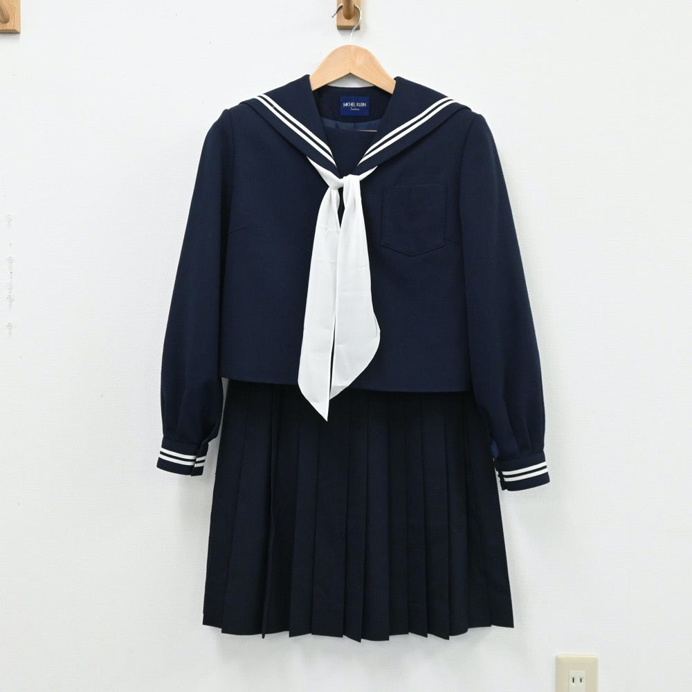 【中古】愛知県 新城市立千郷中学校 女子制服 3点（セーラー服・スカート）sf004417