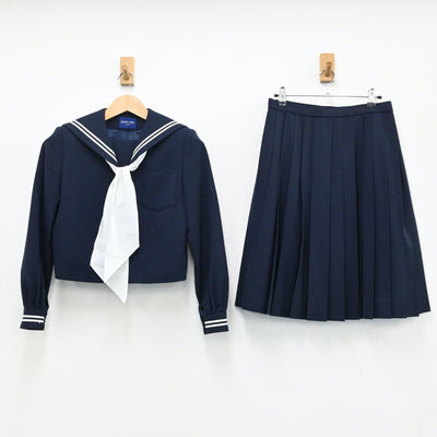 【中古】愛知県 新城市立千郷中学校 女子制服 3点（セーラー服・スカート）sf004420