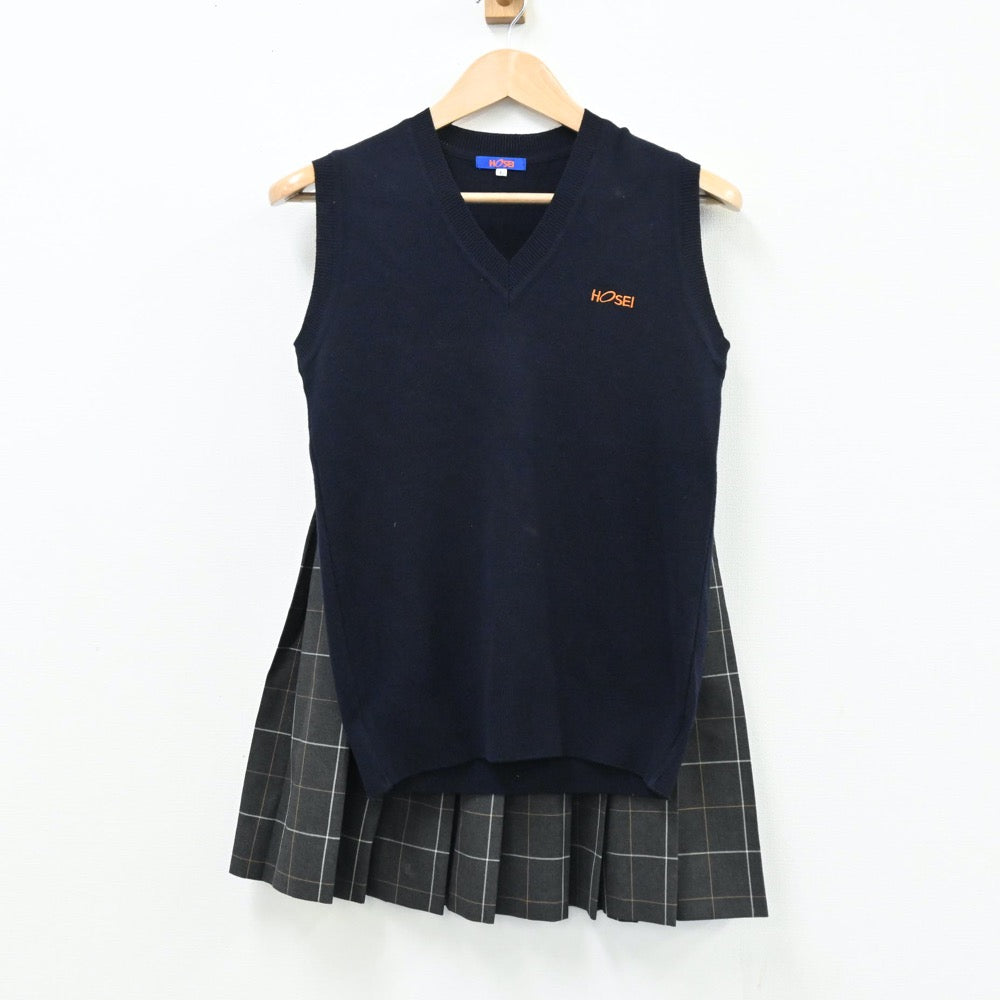 【中古】東京都 法政高校 女子制服 2点（ニットベスト・スカート）sf004432