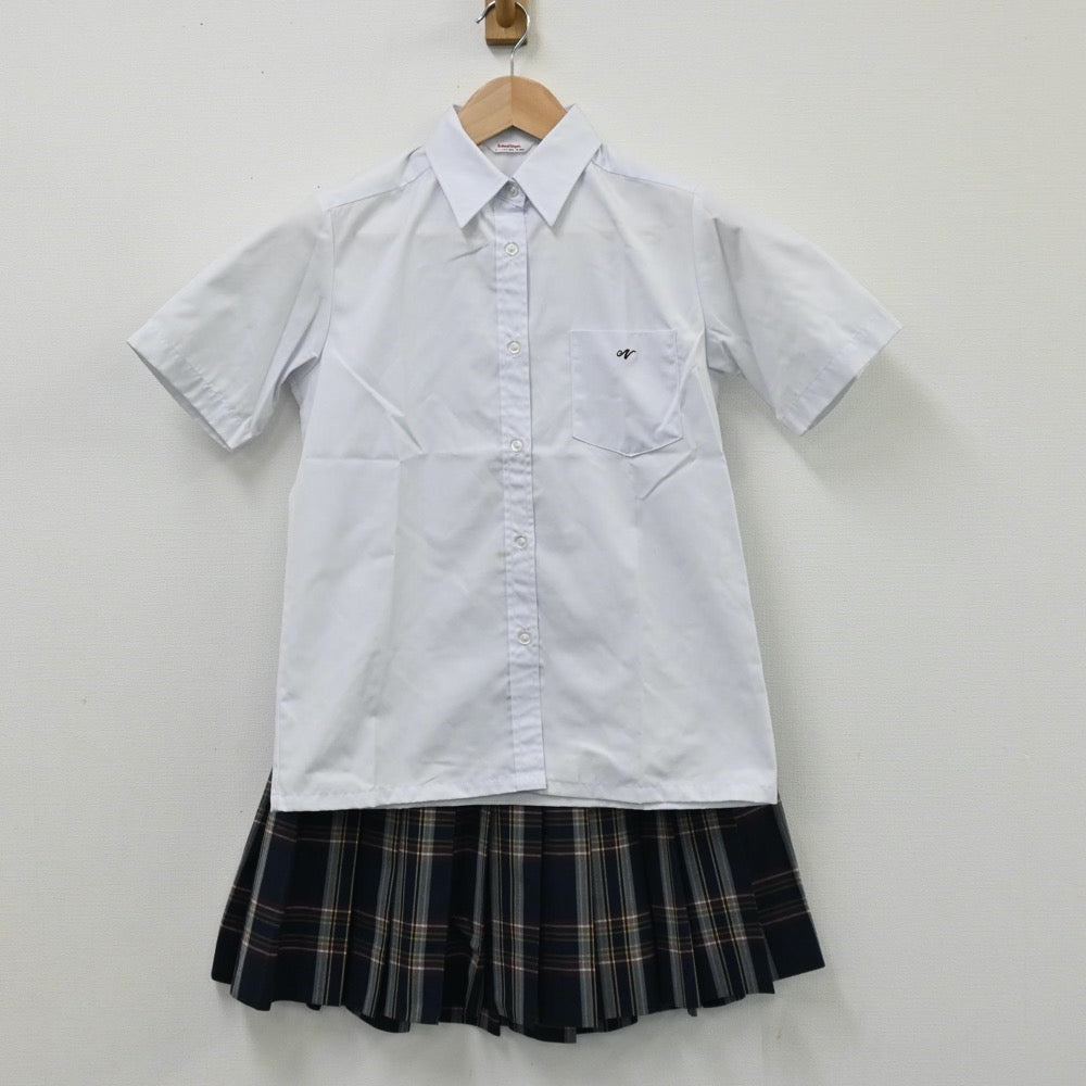 【中古】群馬県 東京農業大学第二高等学校 女子制服 4点（シャツ・ベスト・スカート）sf004542