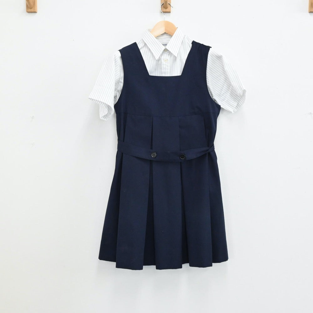 【中古】神奈川県 清泉女学院中学・高等学校 女子制服 2点（シャツ・ジャンパースカート）sf004617