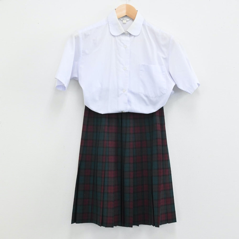 【中古】茨城県 江戸川学園取手高等学校 女子制服 4点（シャツ・ベスト・ニットベスト・スカート）sf004625