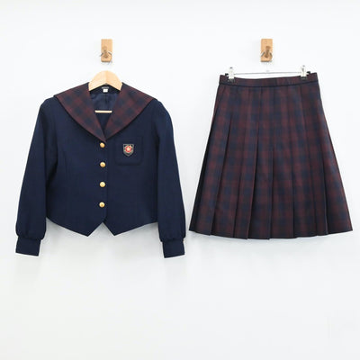 【中古】岡山県 就実中学校 女子制服 2点（セーラー服・スカート）sf004630