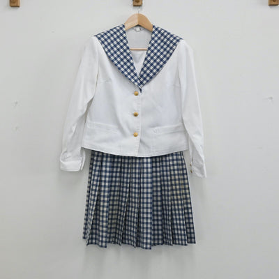 【中古】岡山県 就実中学校 女子制服 3点（セーラー服・スカート）sf004633