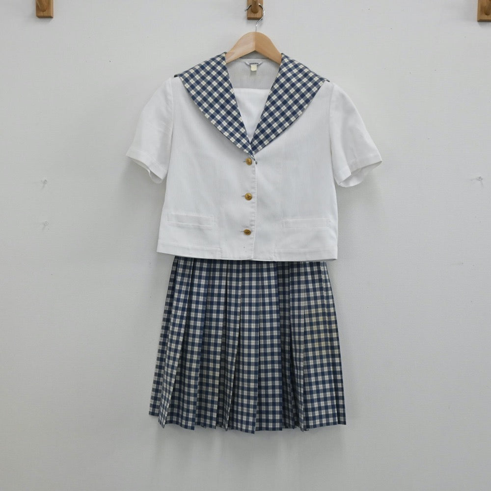 【中古】岡山県 就実中学校 女子制服 3点（セーラー服・スカート）sf004633