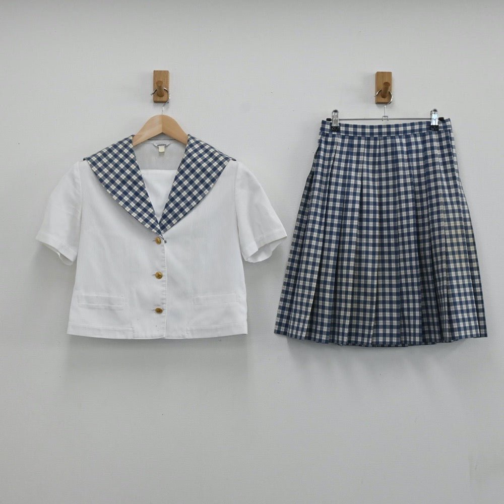 【中古】岡山県 就実中学校 女子制服 3点（セーラー服・スカート）sf004633