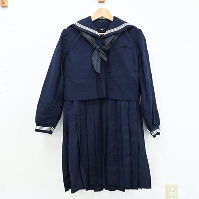 【中古】福岡県 筑紫女学園 女子制服 3点（セーラー服・ニット・ジャンパースカート）sf004676