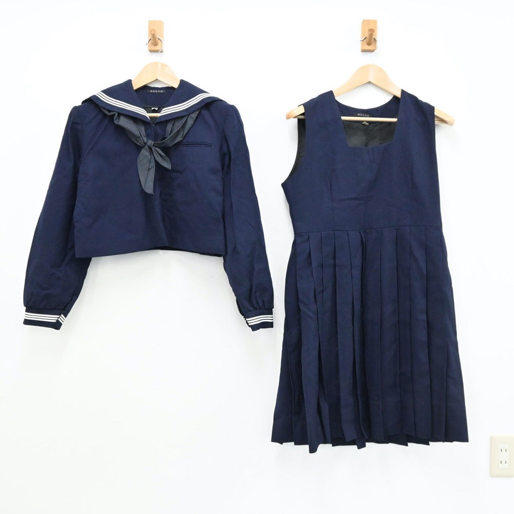 【中古】福岡県 筑紫女学園 女子制服 3点（セーラー服・ニット・ジャンパースカート）sf004676