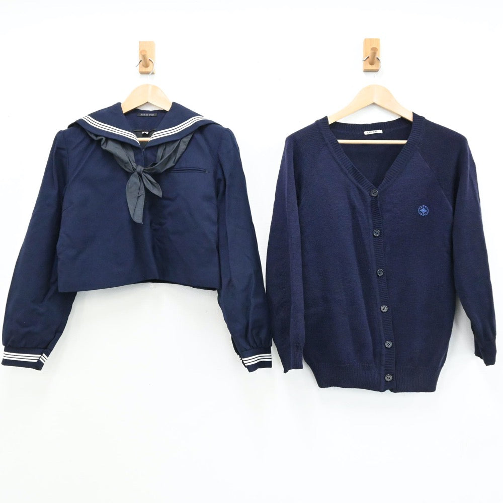 【中古】福岡県 筑紫女学園 女子制服 3点（セーラー服・ニット・ジャンパースカート）sf004676