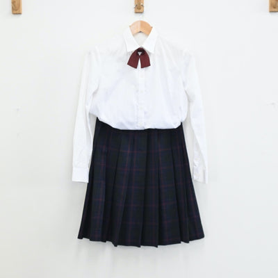 【中古】福岡県 筑紫中央高等学校 女子制服 5点（ブレザー・シャツ・ベスト・スカート）sf004744