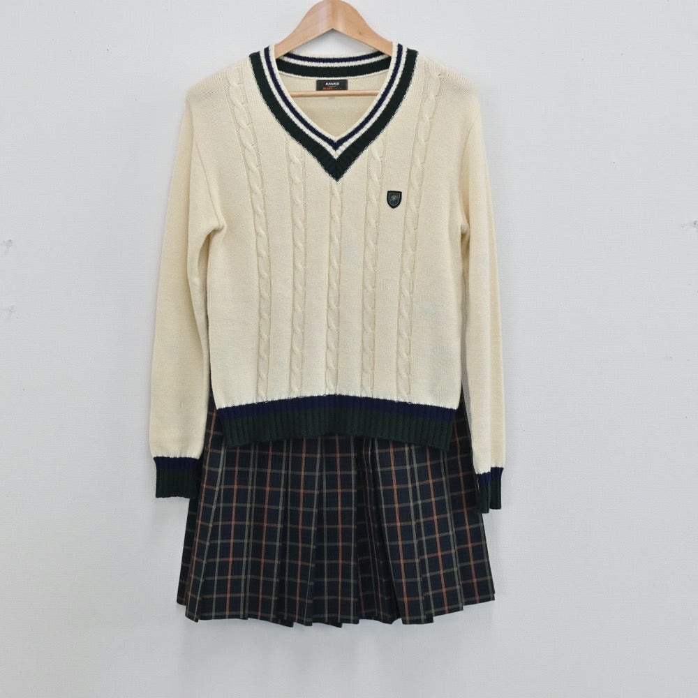 【中古】群馬県 桐生第一高等学校 女子制服 3点（ブレザー・ニット・スカート）sf004751