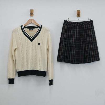 【中古】群馬県 桐生第一高等学校 女子制服 3点（ブレザー・ニット・スカート）sf004751