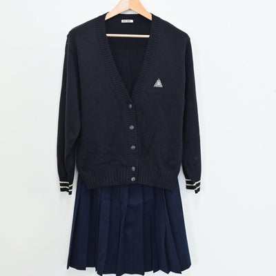 【中古】山口県 徳山高等学校 女子制服 4点（セーラー服・ニット・スカート）sf004852