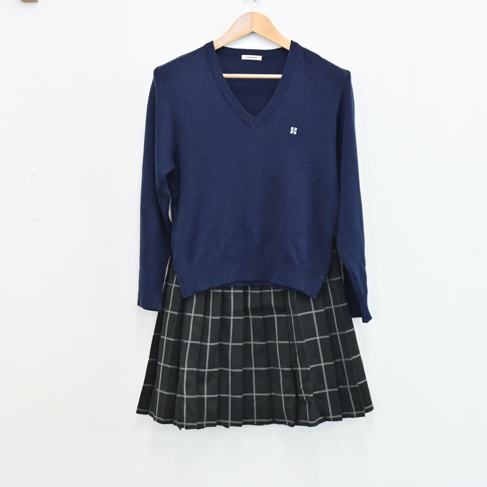 【中古】東京都 嘉悦学園かえつ有明中学・高等学校 女子制服 4点（ブレザー・ニット・スカート）sf004924