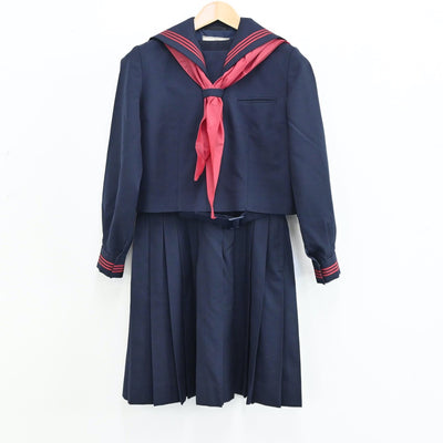 【中古】神奈川県 相模丘中学校 女子制服 3点（セーラー服・ジャンパースカート）sf004947