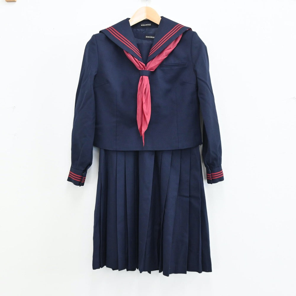 【中古】神奈川県 相模丘中学校 女子制服 3点（セーラー服・ジャンパースカート）sf004948