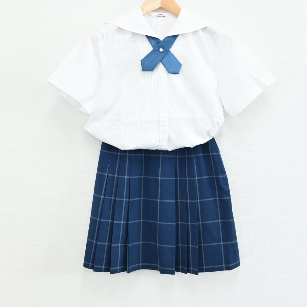 【中古】山形県 羽黒高等学校 女子制服 3点（シャツ・スカート）sf004950