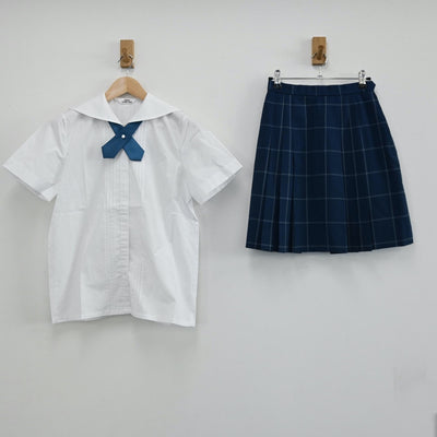 【中古】山形県 羽黒高等学校 女子制服 3点（シャツ・スカート）sf004950