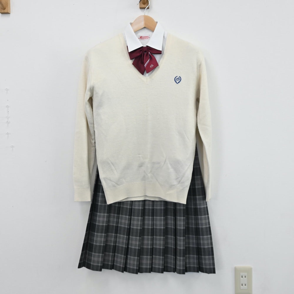 【中古】大阪府 常翔啓光学園高等学校 女子制服 6点（ブレザー・シャツ・ニット・スカート）sf004980