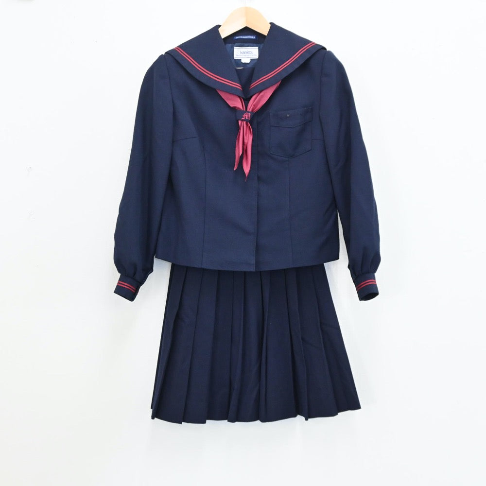 【中古】石川県 白山市立松任中学校 女子制服 4点（セーラー服・スカート）sf005056