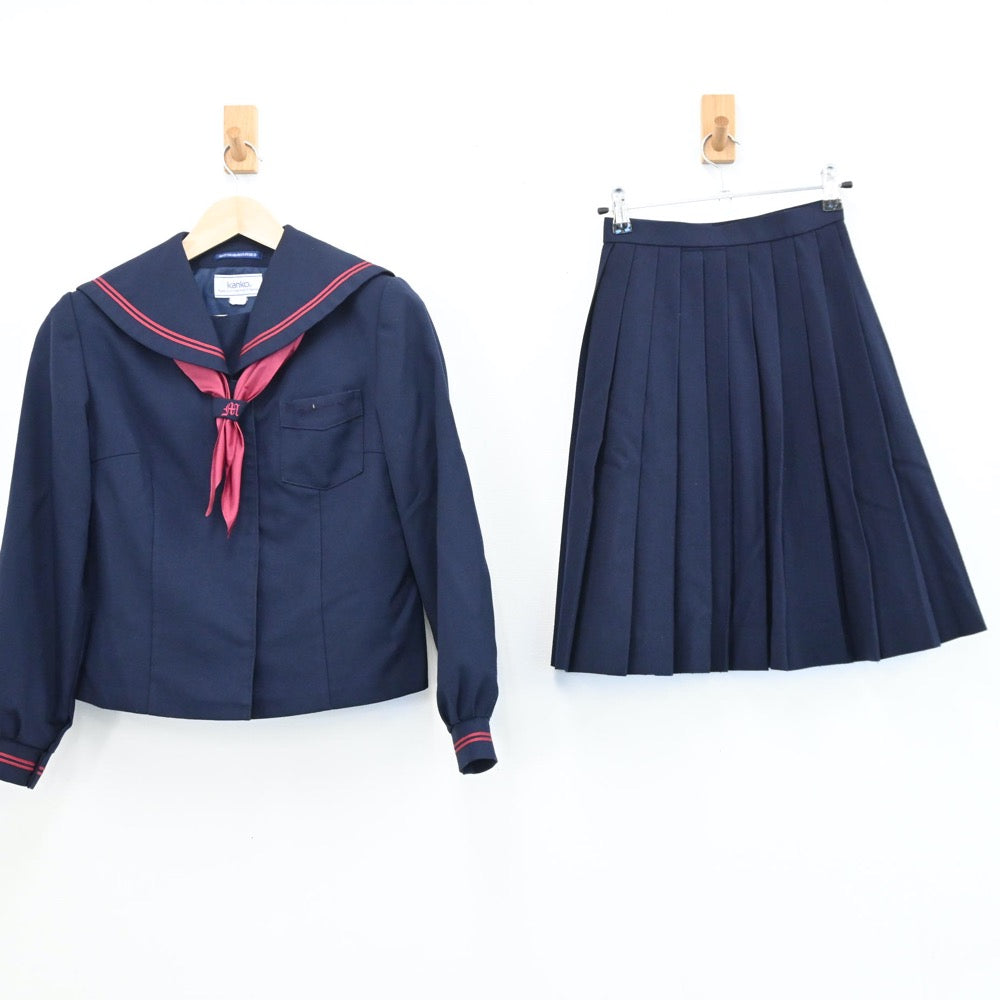 【中古】石川県 白山市立松任中学校 女子制服 4点（セーラー服・スカート）sf005056