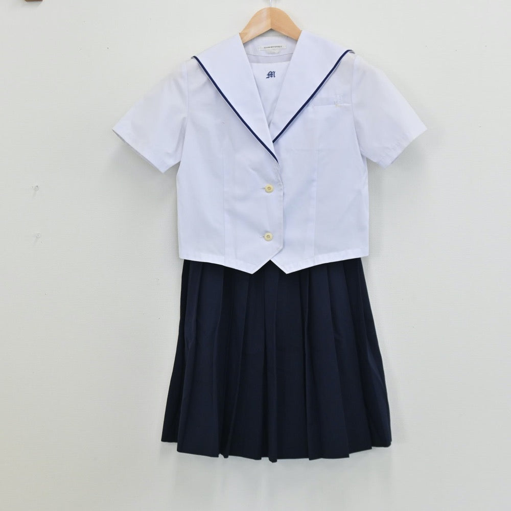 【中古】石川県 白山市立松任中学校 女子制服 4点（セーラー服・スカート）sf005058