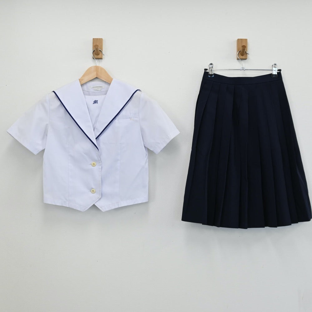 【中古】石川県 白山市立松任中学校 女子制服 4点（セーラー服・スカート）sf005058