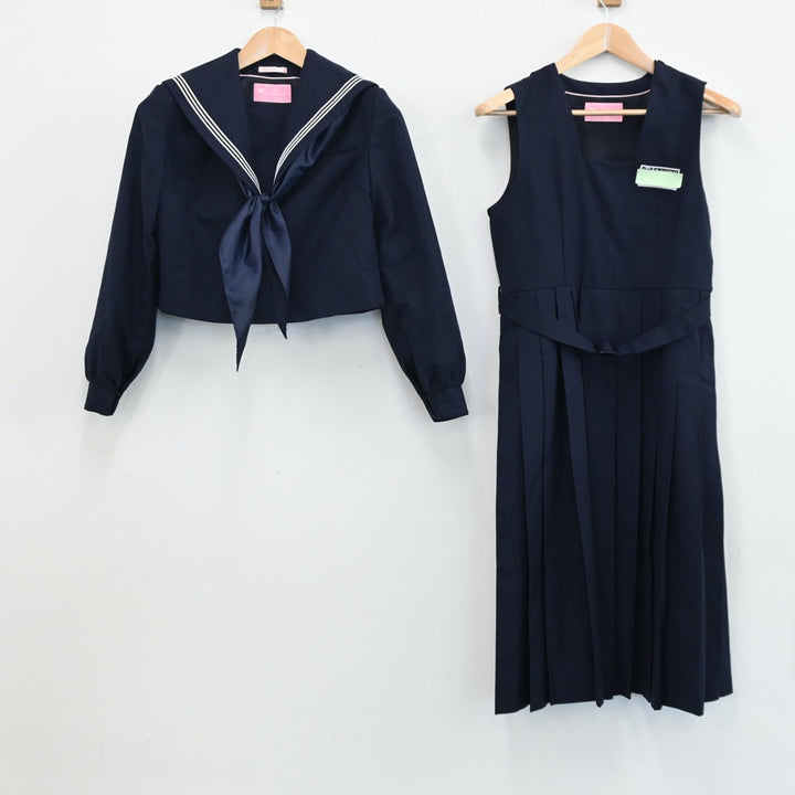 【中古】福岡県 福岡市立原北中学校 女子制服 3点（セーラー服・ジャンパースカート）sf005076