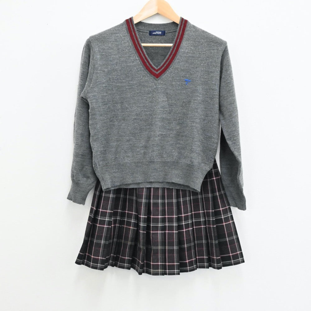 【中古】山梨県 帝京第三高校 女子制服 6点（ブレザー・ニット・ニットベスト・シャツ・スカート）sf005258