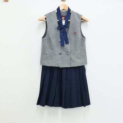 【中古】茨城県 茨城県立佐和高等学校 女子制服 4点（ベスト・ベスト・スカート）sf005262