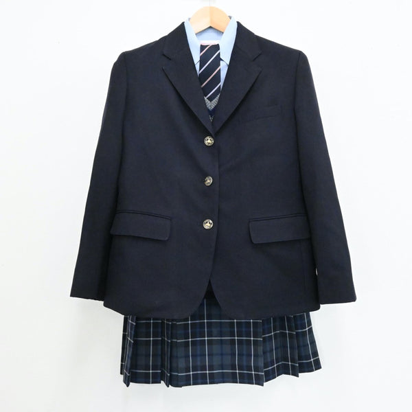 【中古】東京都 中央大学高等学校 女子制服 6点（ブレザー・ニット・シャツ・スカート）sf005284