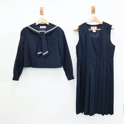 【中古】北海道 札幌市立向陵中学校 女子制服 2点（セーラー服・ジャンパースカート）sf005299