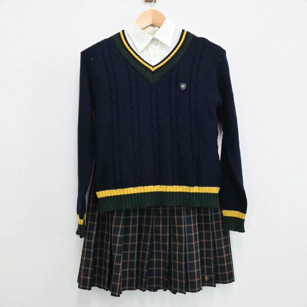 【中古】群馬県 桐生第一高等学校 女子制服 4点（ブレザー・ニット・シャツ・スカート）sf005304