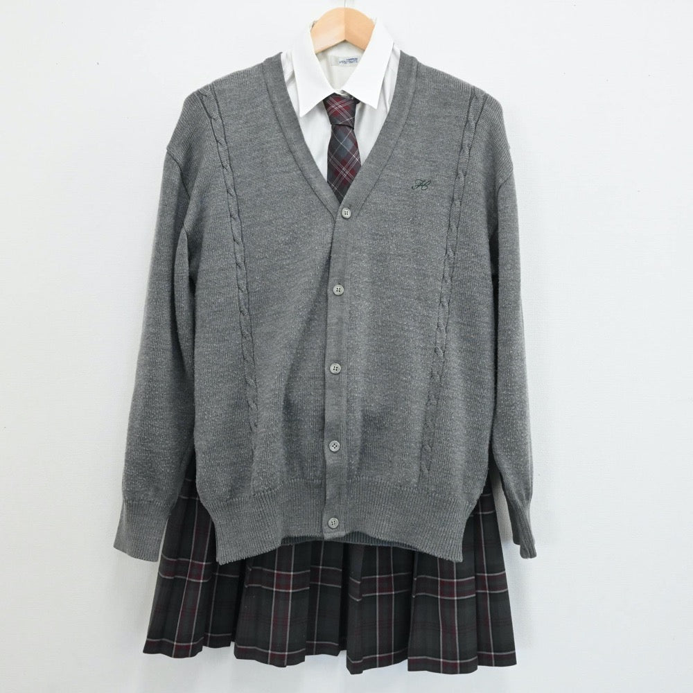 【中古】埼玉県 埼玉県立鳩ヶ谷高等学校 女子制服 5点（ブレザー・ニット・シャツ・スカート）sf005329