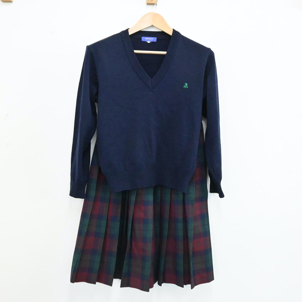 【中古】秋田県 秋田商業高等学校 女子制服 3点（ブレザー・ニット・スカート）sf005337