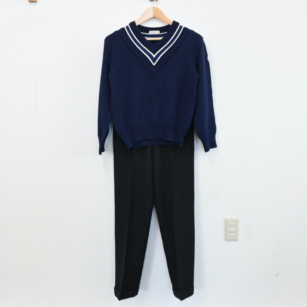 【中古】東京都 東京都立芝商業高等学校 男子制服 3点（学ラン・ニット・ズボン）sf005378