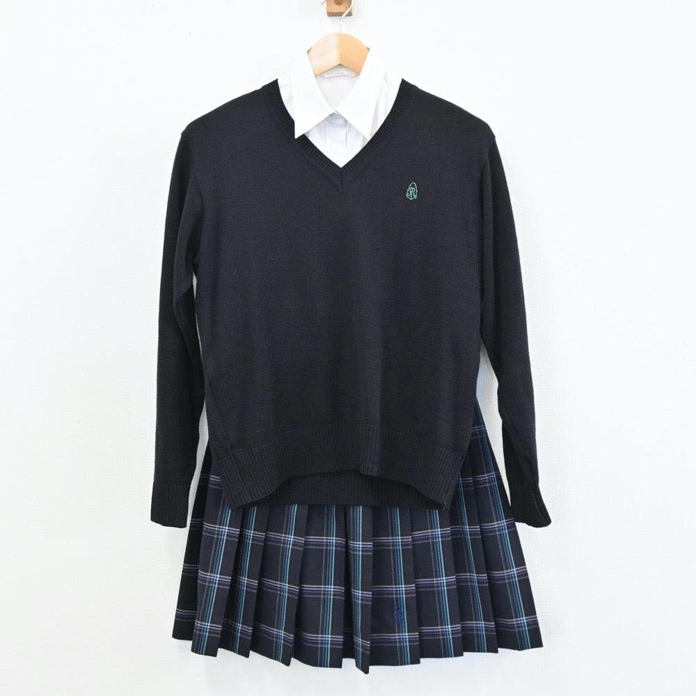 【中古】神奈川県 横浜翠陵高等学校 女子制服 6点（ブレザー・シャツ・ニット・スカート）sf005416