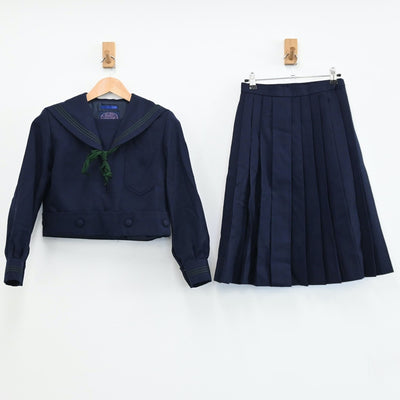 【中古】大阪府 大阪府樟蔭高等学校 女子制服 5点（セーラー服・ニット・スカート）sf005426