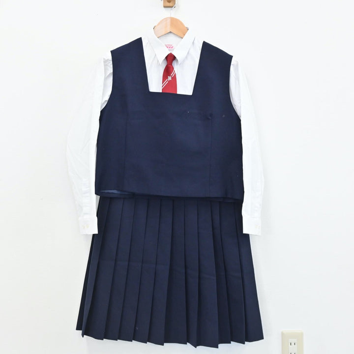 【中古】茨城県 筑西市立下館南中学校 女子制服 5点（ブレザー・ベスト・シャツ・スカート）sf005468