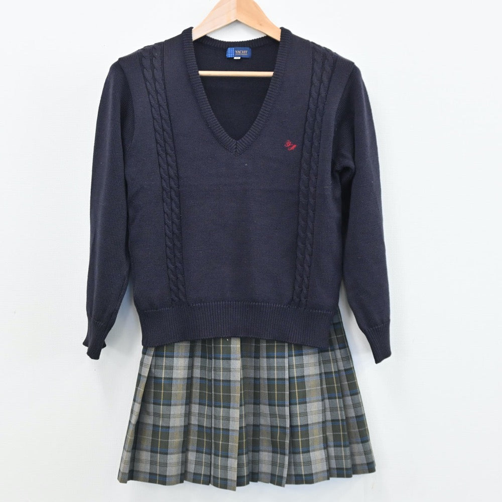 【中古】千葉県 千葉県立八千代東高等学校 女子制服 5点（ブレザー・ニット・スカート）sf005489